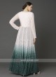 Designer Off-white & Green Color Palazzo Suit